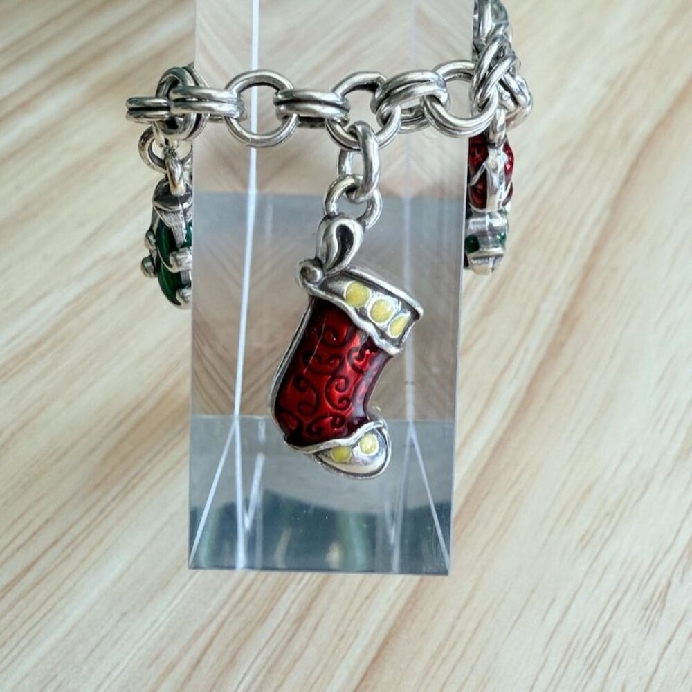 Brighton Christmas Charm Bracelet Silver Tone w Enamel - Picture 5 of 10